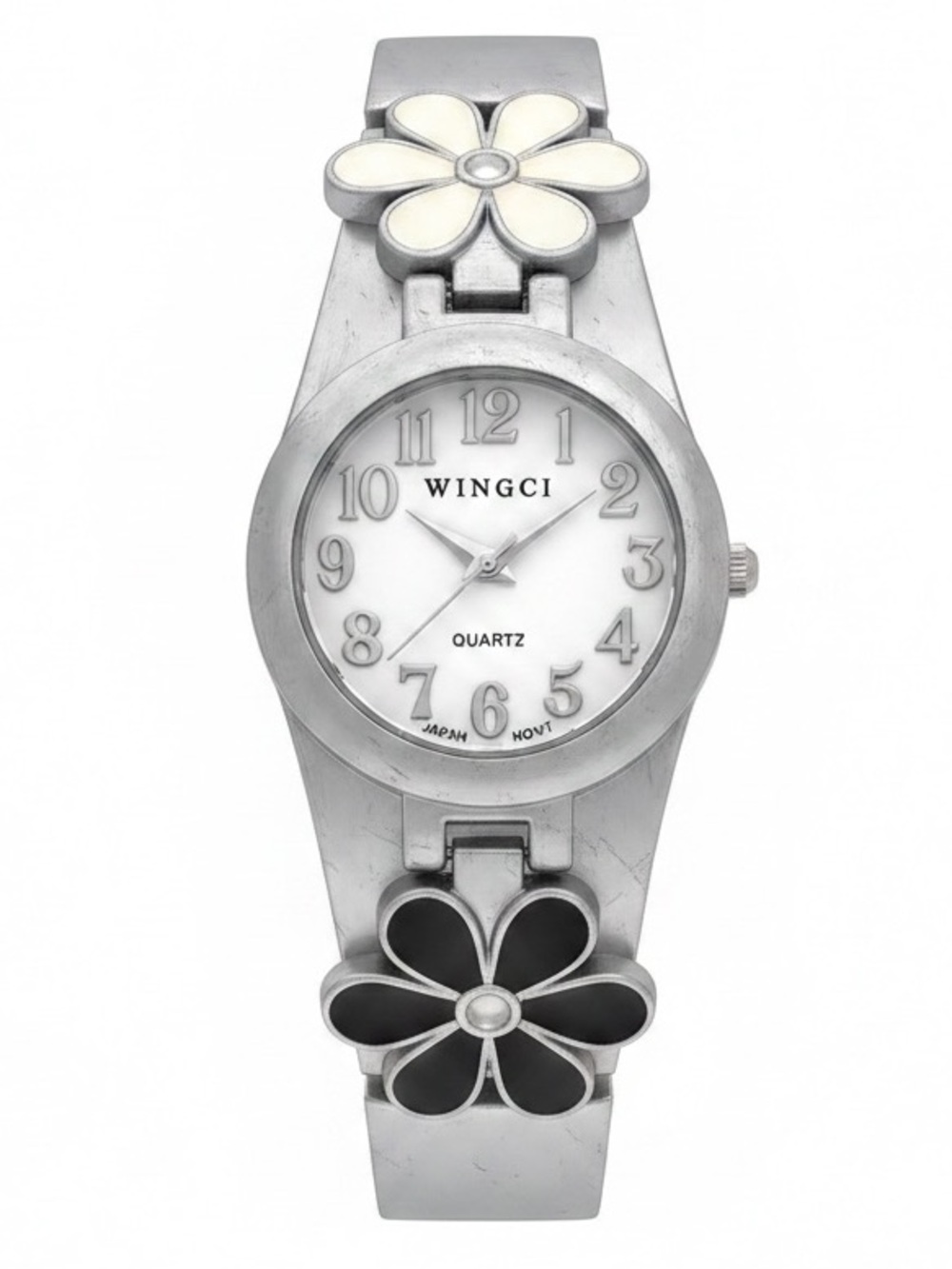 Silver-Tone Women's Floral Bracelet Watch
